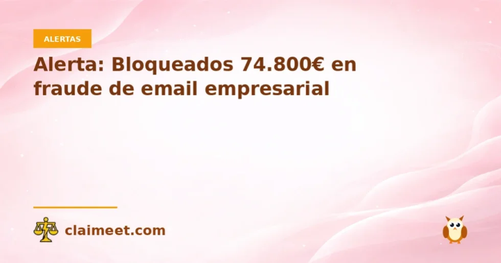 Alerta: Bloqueados 74.800€ en fraude de email empresarial