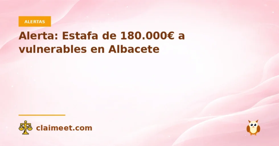 Alerta: Estafa de 180.000€ a vulnerables en Albacete